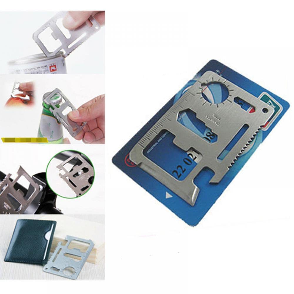 11 in 1 Credit Card Multitool Set Gifts for Men, Ideal Christmas Gifts Stocking Stuffers - Husband & Dad Gifts - Multi-Purpose Pocket Tool Gadgets - Wallet Survival Card Gift Set with Leather Case