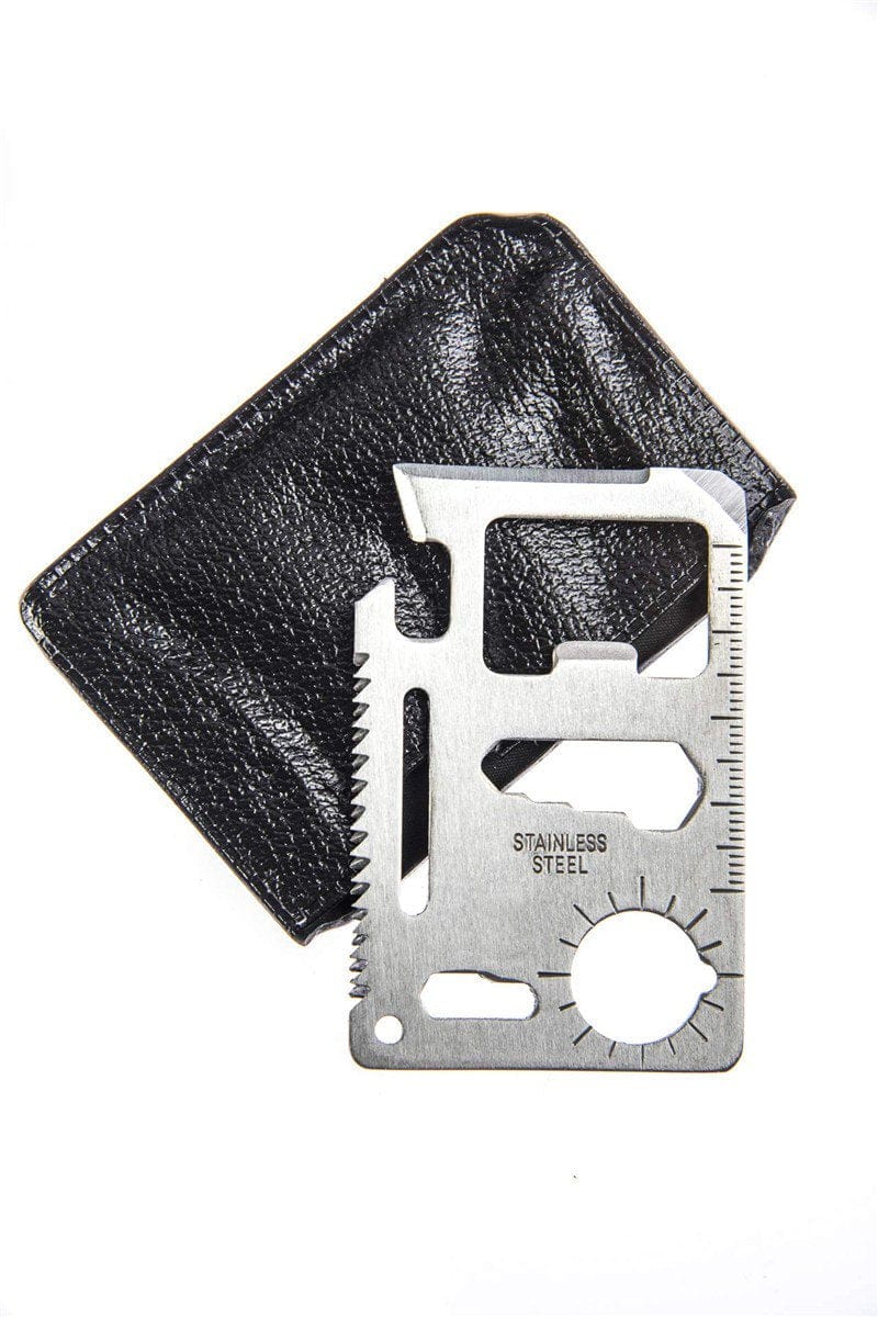 11-Function Stainless Steel Survival Pocket Tool, 11 in One Multipurpose Beer Bottle Opener Portable Wallet Size Pocket Multitool