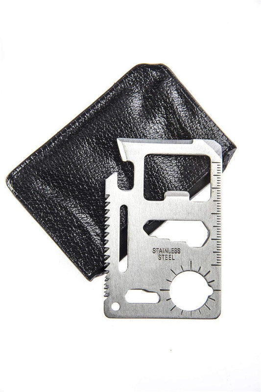 11-Function Stainless Steel Survival Pocket Tool, 11 in One Multipurpose Beer Bottle Opener Portable Wallet Size Pocket Multitool