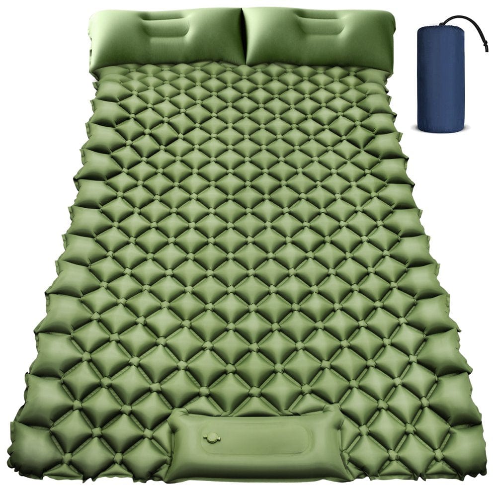 Double Camping Sleeping Pad with Air Pillow Inflatable Mat for Hiking Traveling Backpacking