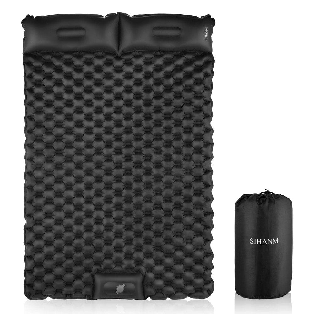 Sihanm Ultralight Double Camping Sleeping Pad with Air Pillow Inflatable Mat for Hiking Traveling Backpacking, Clearance Items - Black