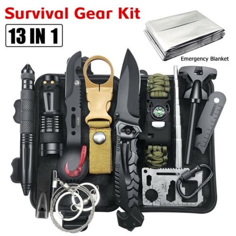 "Survival Kit 13 in 1,MDHAND Multi-Functional Survival Box, First Aid Kit, Survival Gear, Survival Tool Gifts for Men Boyfriend Him Husband Camping, Hiking, Hunting, Fishing"